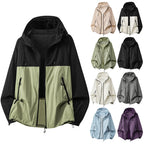 Black Green Men's Lightweight Hooded Jacket with Zip Pockets & Drawstring Hem - Front Pose