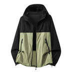 Men's Lightweight Hooded Jacket with Zip Pockets & Drawstring Hem - Green Studio Blackgreen