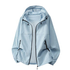 Blue Men's Lightweight Hooded Jacket with Zip Pockets & Drawstring Hem