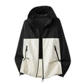 Men's Lightweight Hooded Jacket with Zip Pockets & Drawstring Hem - Black Studio Colorblock