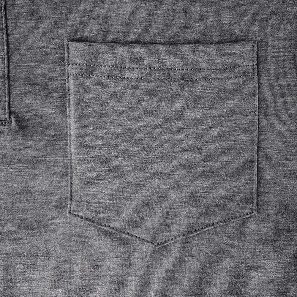 Men's Long Sleeve Polo Shirt with Contrast Collar & Chest Pocket - Close Up Pocket
