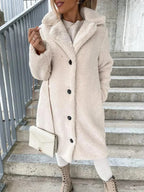 Women's Coat with Soft-Touch Feel & Long-Line Silhouette - Close Up Buttons