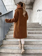 Women's Coat with Soft-Touch Feel & Long-Line Silhouette - Back Full Walking
