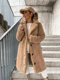 Light Brown Women's Coat with Soft-Touch Feel & Long-Line Silhouette - Front Pose With Hat