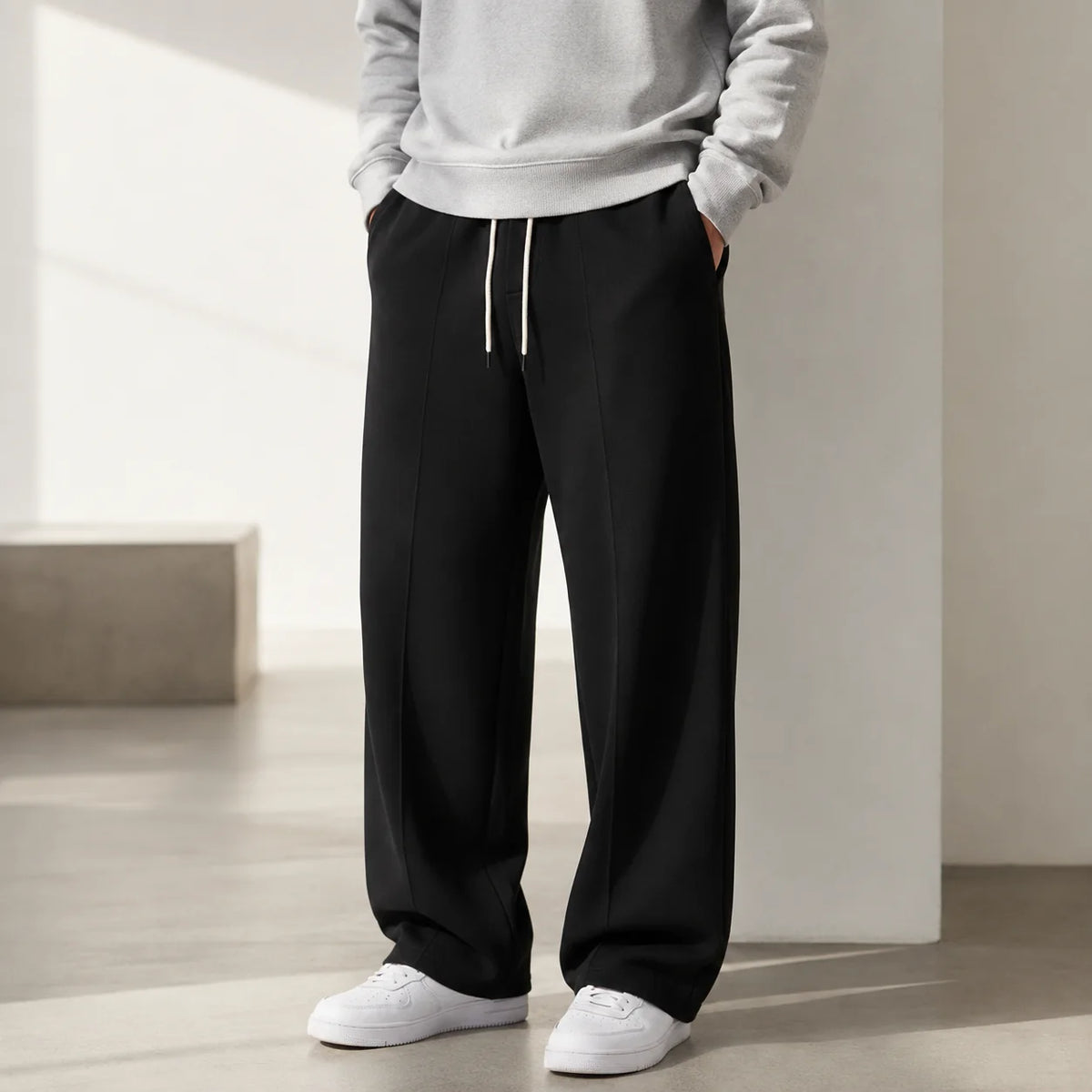 Men's Loose Fit Joggers with Drawstring Waist & Deep Pockets - Close Up Front