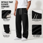 Men's Loose Fit Joggers with Drawstring Waist & Deep Pockets - Detail Features