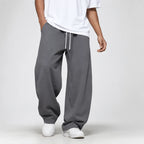 Grey Men's Loose Fit Joggers with Drawstring Waist & Deep Pockets