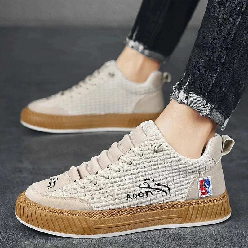White Women's Low Top Sneakers with Lace-Up Closure & Cushioned Comfort - Front Full