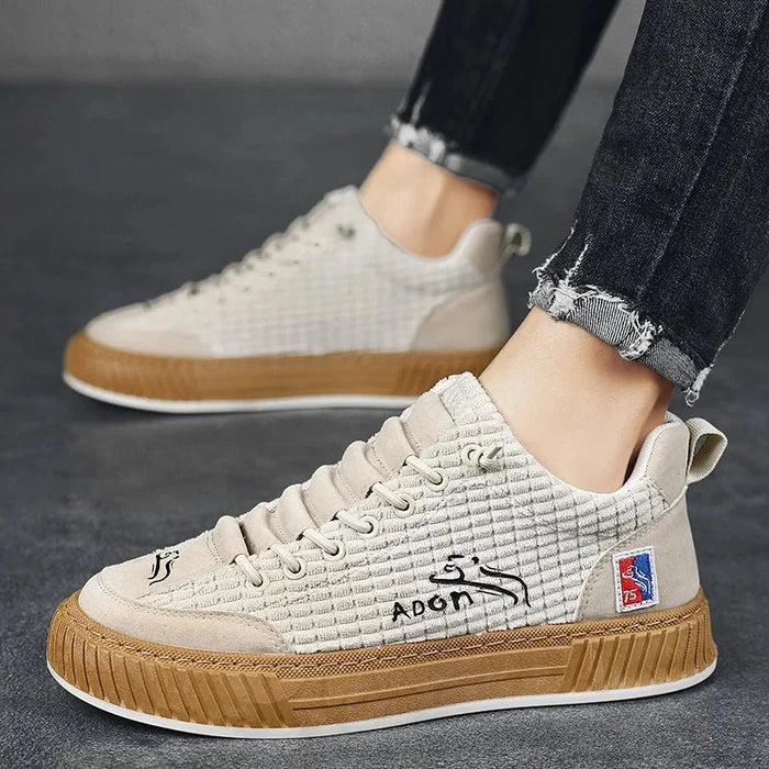 White Women's Low Top Sneakers with Lace-Up Closure & Cushioned Comfort - Front Full