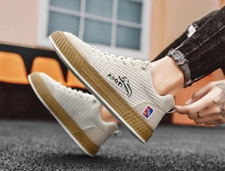 Women's Low Top Sneakers with Lace-Up Closure & Cushioned Comfort - Kick Up Detail