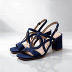 Blue Women's Loop Sandals with Adjustable Slingback & Block Heel