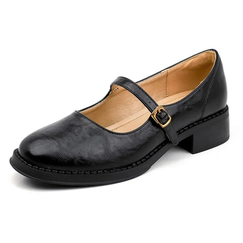 Women's Mary Jane Shoes with Adjustable Strap & Low Block Heel - Studio Product Shot