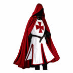 Men's Medieval Knight Costume with Hooded Cape & Belted Tunic - Front Full Studio White