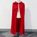 Men's Medieval Knight Costume with Hooded Cape & Belted Tunic - Front Open Cape Flat
