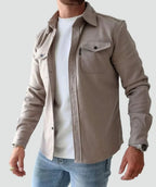 Men's Shirt Jacket with Button Placket & Chest Pockets for Everyday Comfort - Front Open Pose