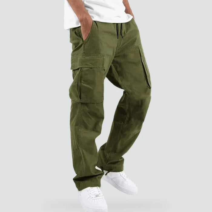 Men's Cargo Pants with Adjustable Waist & Multiple Pockets - Front Full Pose
