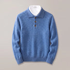 Men's Cashmere Polo Sweater with Classic Collar & Button Placket