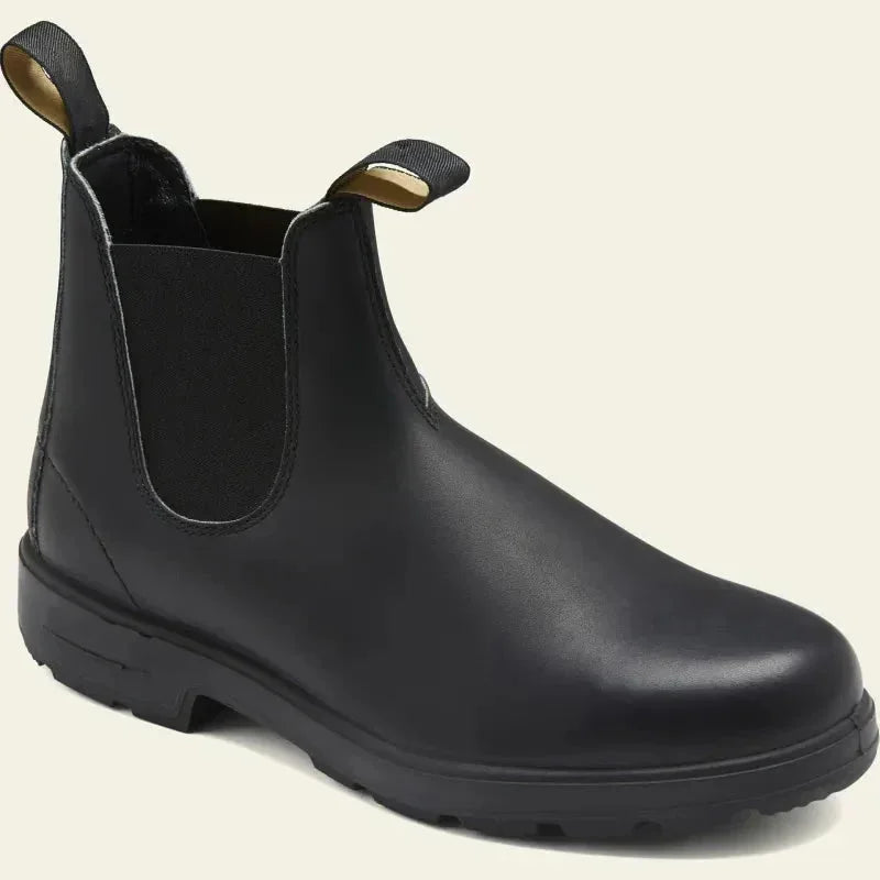 Black Men's Chelsea Boots with Elastic Side Panels & Water-Resistant Finish