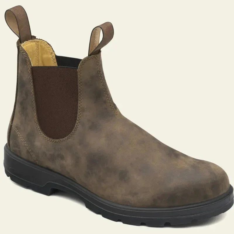 Brown Men's Chelsea Boots with Elastic Side Panels & Water-Resistant Finish