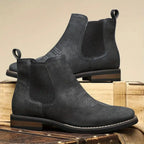 Midnight Men's Faux Leather Chelsea Boots with Cushioned Insole & Stretch Side Panels — Nathan - Pair On Crate