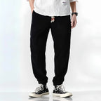 Black Men's Corduroy Jogger Pants with Drawstring Waist & Elastic Cuffs — Lucas