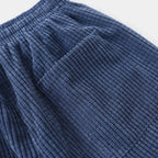 Blue Men's Corduroy Jogger Pants with Drawstring Waist & Elastic Cuffs — Lucas - Fabric Close Up