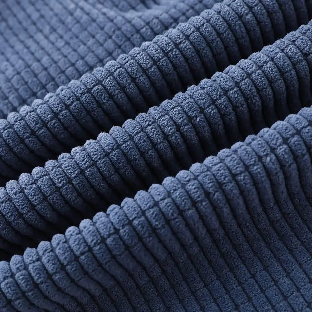 Blue Men's Corduroy Jogger Pants with Drawstring Waist & Elastic Cuffs — Lucas - Fabric Macro