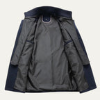 Men's Double-Breasted Trench Coat with Zip-Up Knit Collar & Adjustable Belt - Interior Lining