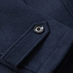 Men's Double-Breasted Trench Coat with Zip-Up Knit Collar & Adjustable Belt - Pocket Detail