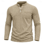 Men's Henley Shirt with Button Placket & Chest Pocket - Front Texture Alt