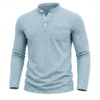 Men's Henley Shirt with Button Placket & Chest Pocket - Front Texture Alt