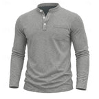 Men's Henley Shirt with Button Placket & Chest Pocket - Front Texture Alt