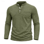 Men's Henley Shirt with Button Placket & Chest Pocket - Front Texture Alt