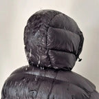 Men's Hooded Down Jacket with Zip Pockets & Relaxed Regular Fit - Back Hood Detail Wet
