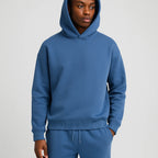 Blue Men's Hoodie Jogger Set with Relaxed Fit & Elastic Waistband