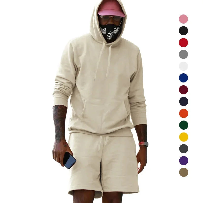 Camel Men's Hoodie and Shorts Two Piece Set with Kangaroo Pocket & Drawstring Waist — Blake - Color Swatch Chart
