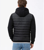 Black Men's Quilted Winter Jacket with Hood & Stretch Sleeves — Hudson - Back Full