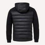 Black Men's Quilted Winter Jacket with Hood & Stretch Sleeves — Hudson - Flat Lay Back