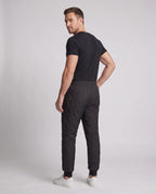 Men's Insulated Winter Pants with Elastic Waistband & Zip Pockets - Back Full