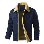 Men's Quilted Jacket with Sherpa Collar & Chest Pockets - Front Half Open