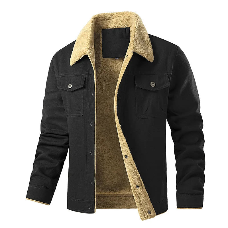 Men's Quilted Jacket with Sherpa Collar & Chest Pockets