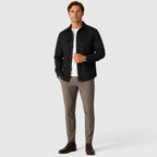 Men's Slim Fit Overshirt with Mandarin Collar & Soft Brushed Cotton Feel - Full Body Formal