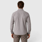 Men's Slim Fit Overshirt with Mandarin Collar & Soft Brushed Cotton Feel - Back Full
