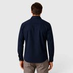 Men's Slim Fit Overshirt with Mandarin Collar & Soft Brushed Cotton Feel - Back View