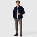 Men's Slim Fit Overshirt with Mandarin Collar & Soft Brushed Cotton Feel - Full Body Stance