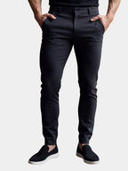 Men's Slim Fit Chinos with Tapered Leg & Flat Front - Studio White Hands Pockets