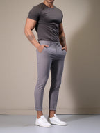 Gray Men's Slim Fit Chinos with Tapered Leg & Flat Front