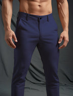 Men's Slim Fit Chinos with Tapered Leg & Flat Front - Close Up Waistband