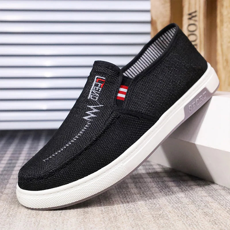Black Men's Casual Walking Shoes — Blake Everyday Slip-On Breathable - Side Profile Studio