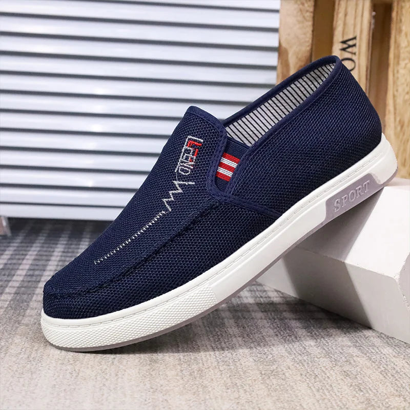 Blue Men's Casual Walking Shoes — Blake Everyday Slip-On Breathable - Side Profile Outdoor